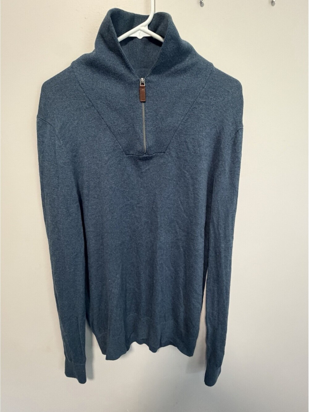 Banana Republic Premium Luxe Yarn Slate Blue Quarter Zip Sweater Mock Men’s M